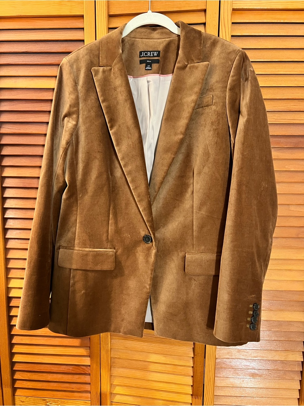 J.Crew Women's Willa Brown Velvet Single-Button Blazer Size 12T